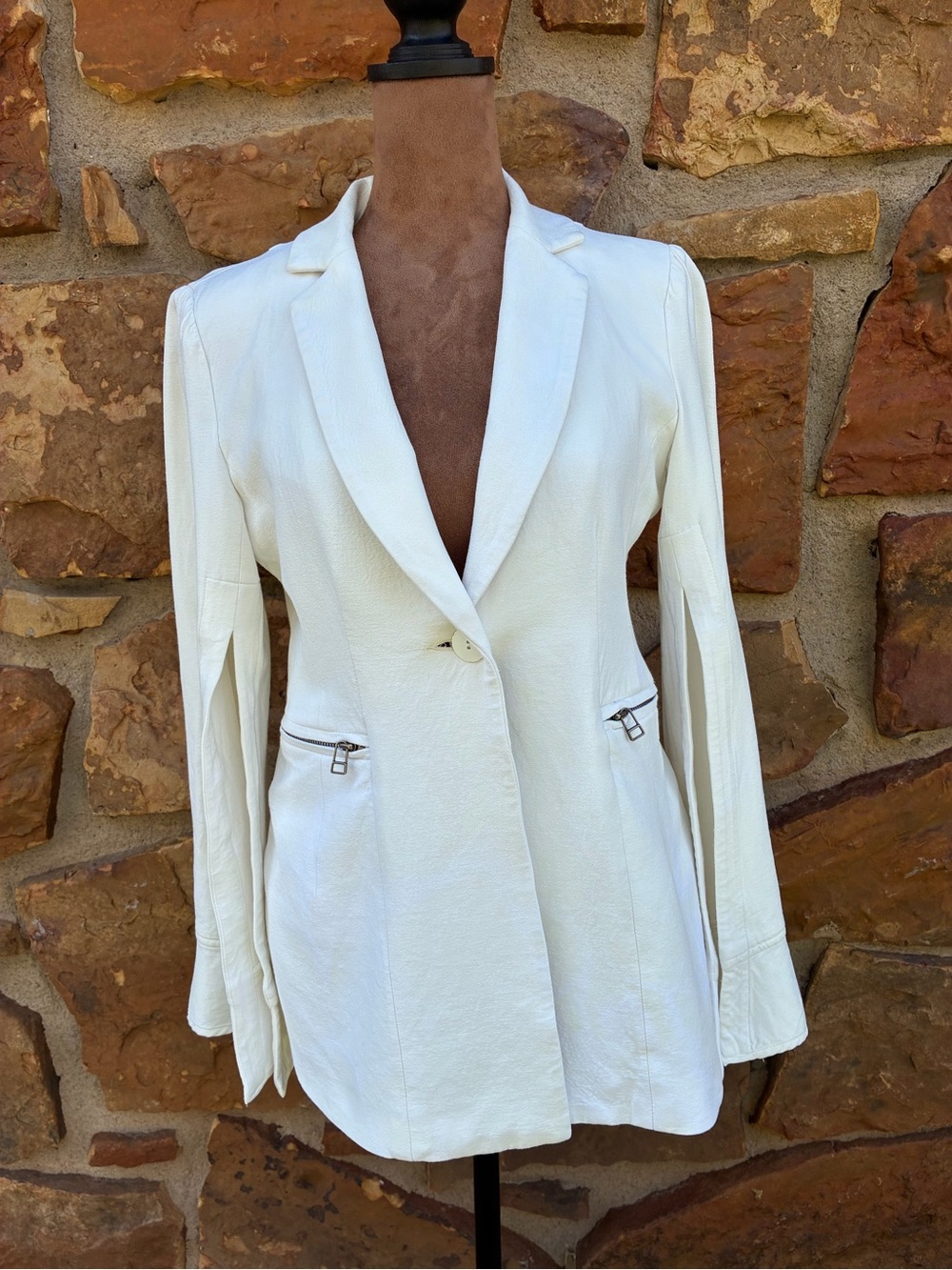 Nanette Lepore Ivory Single-Button Tailored Blazer